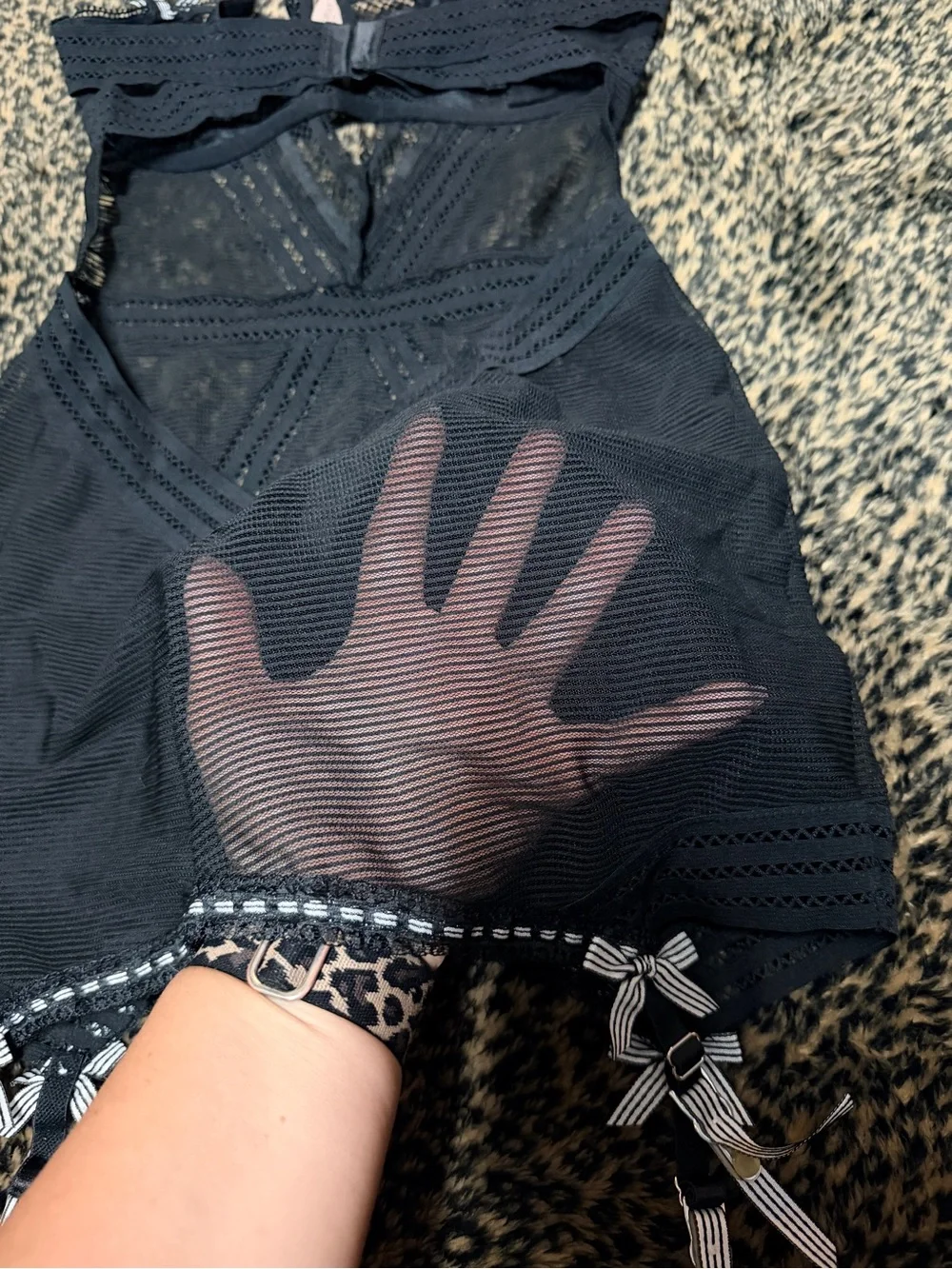 NWT Victoria Secret Black Lace Chemise with Garter Straps